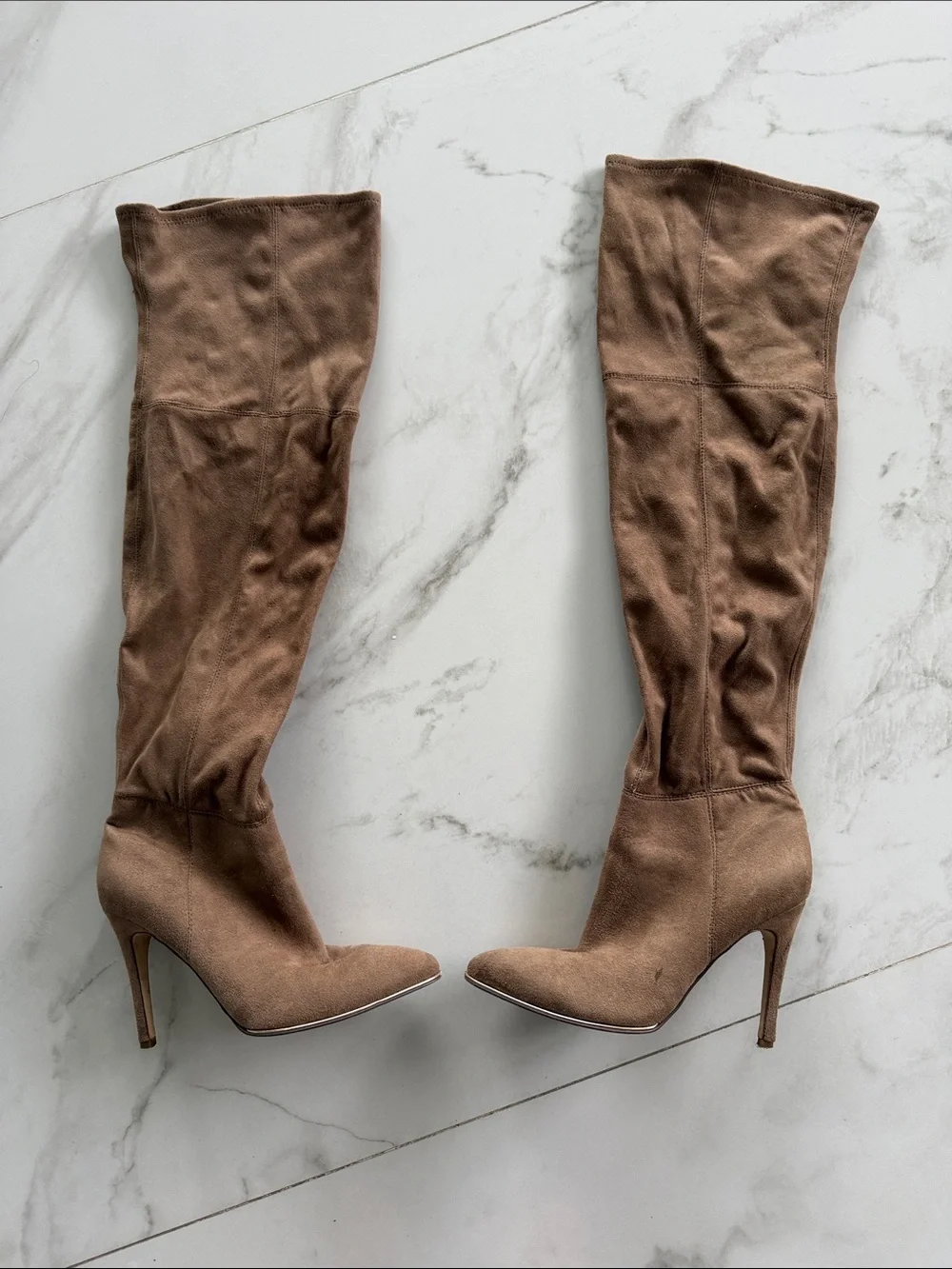 Guess by Marciano Brown Suede Over-the-Knee Stiletto Boots
